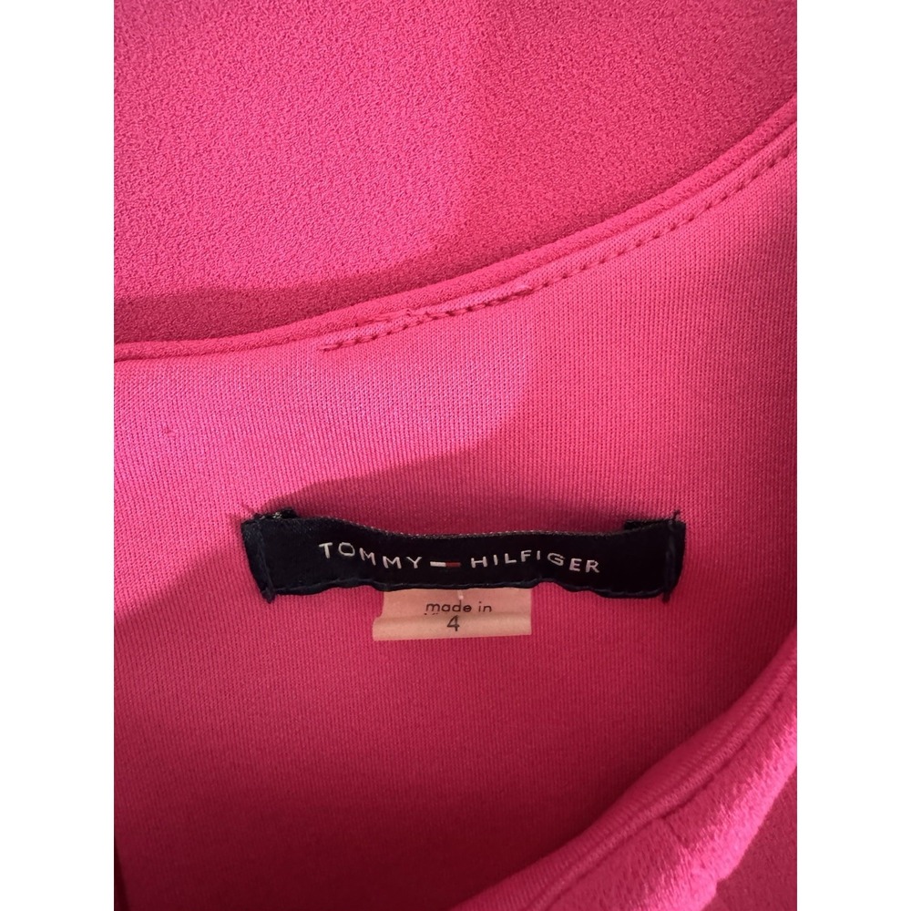 Tommy Hilfiger Womens Size 4 Knee Length Dress Pink Short Sleeve Faux Pocket - Picture 8 of 8